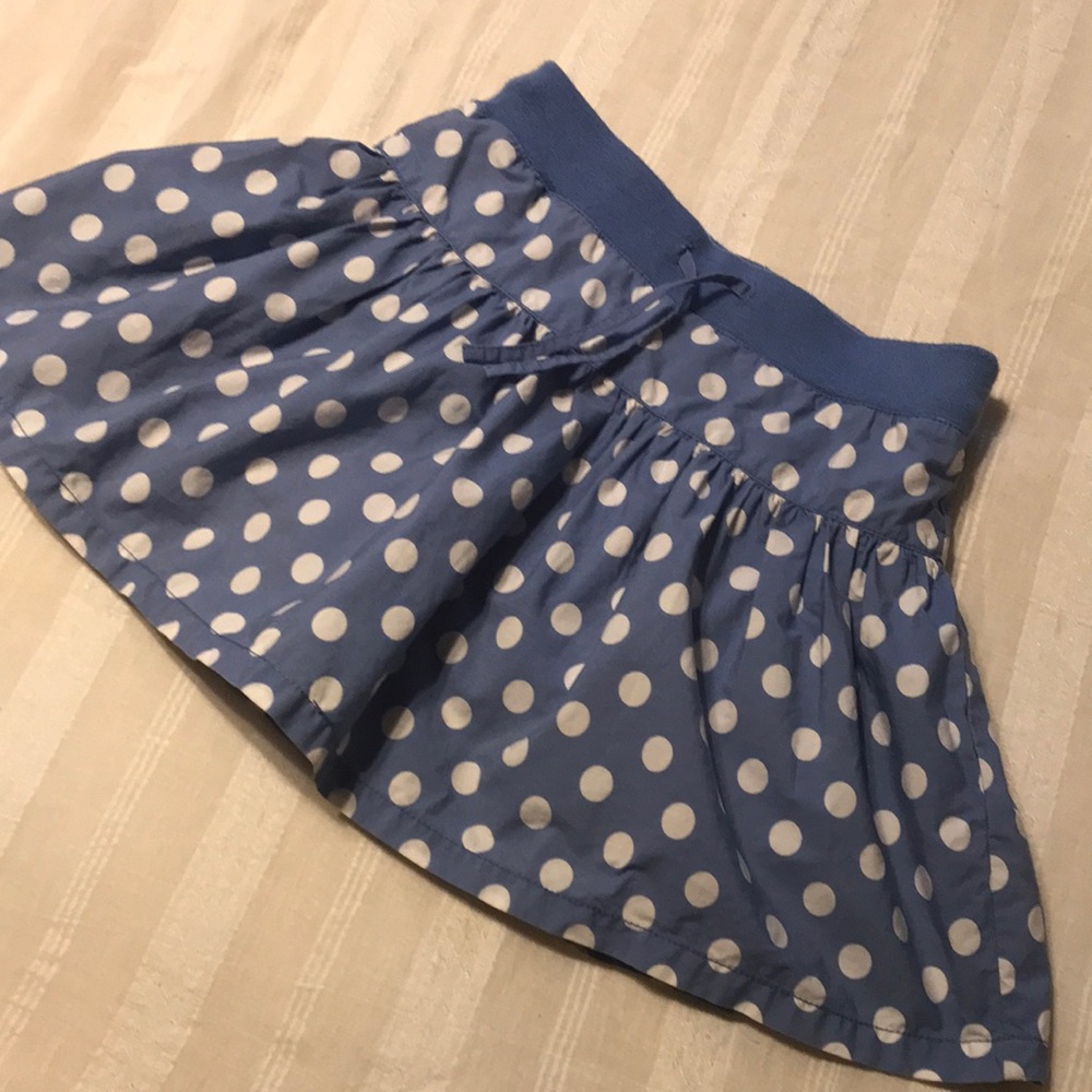 Girls Mini Boden Blue/White Polkadot Skort